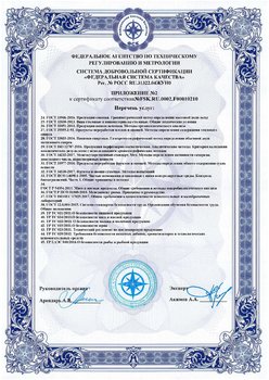 Сертификат соответствия. Приложение 2
